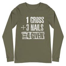 Load image into Gallery viewer, 3 nails+ 1 cross = 4 Giveness Unisex Long Sleeve Tee